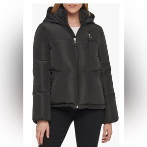 Karl Lagerfield Paris Short Hooded Down Puffer Jacket